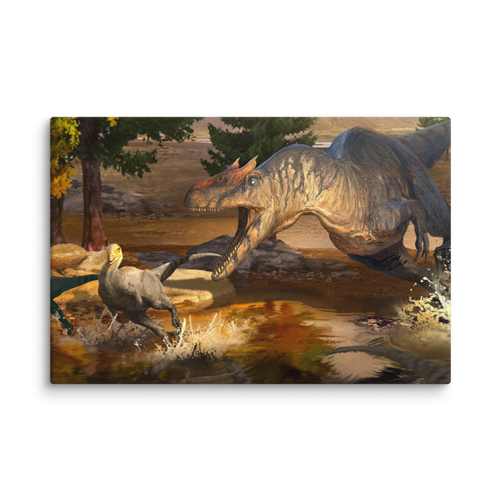 Allosaurus Ambushing Dryosaurus canvas