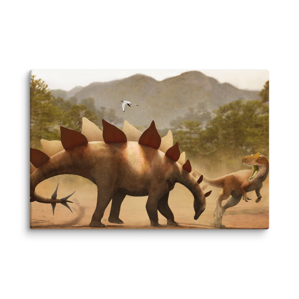 Stegosaurus vs Allosaurus — Canvas 12×18
