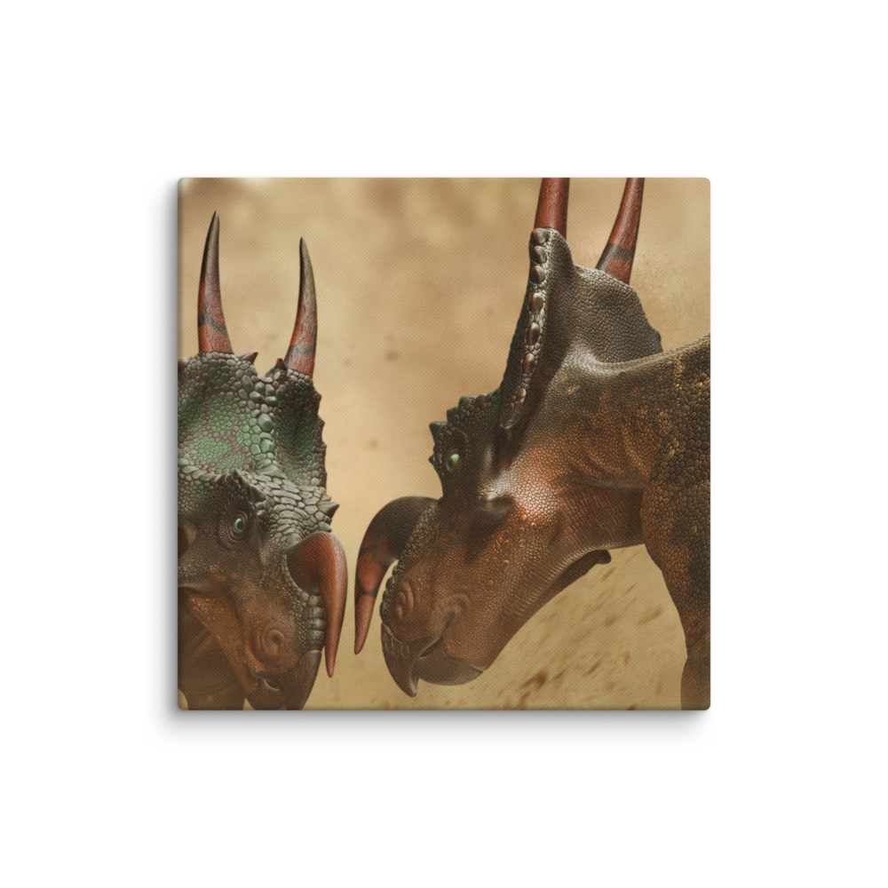 Einiosaurus Fighting — Canvas 16×16