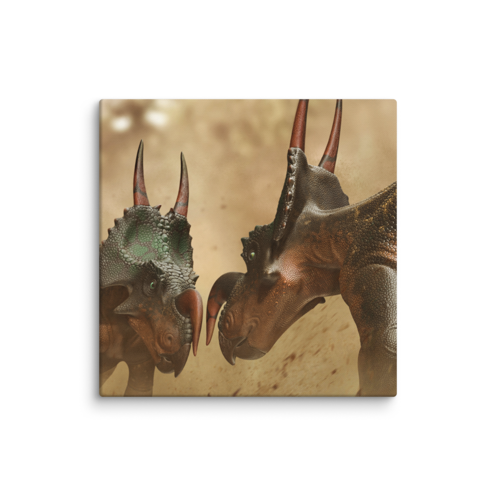Einiosaurus Fighting — Canvas 20×20