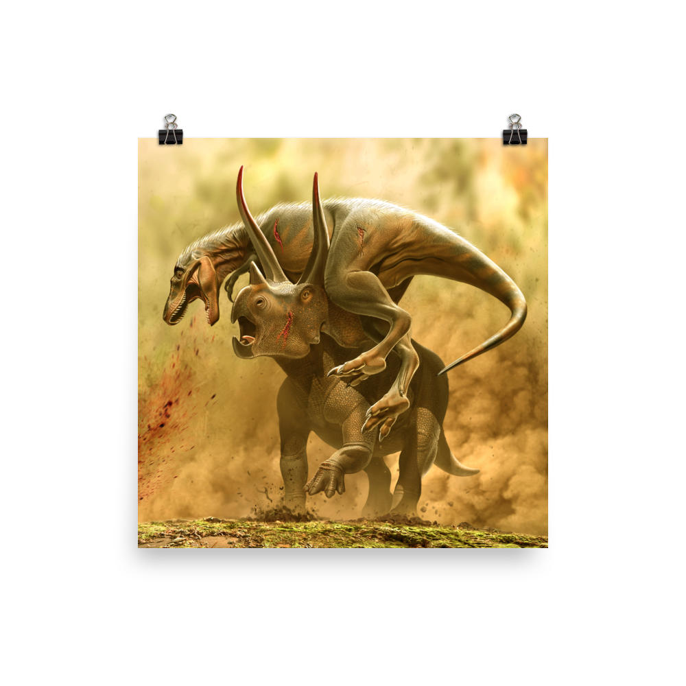 Triceratops vs Juvenile Tyrannosaurus poster