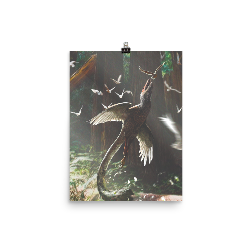 Acheroraptor Hunting Ornithurine — Poster 12×16