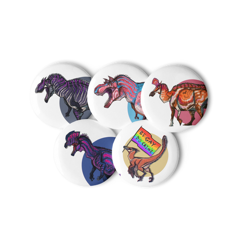 Pride Dinosaurs set of pin buttons