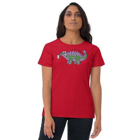 Ankylosaurus Dinosaur Queer Pride Flag women's t-shirt