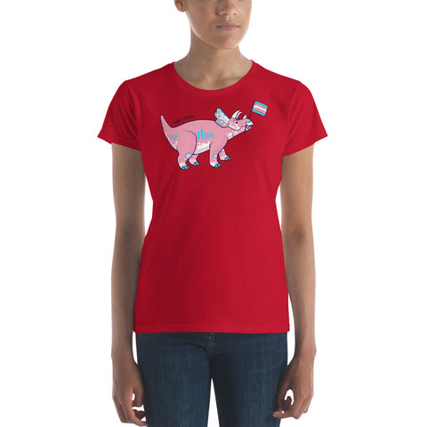 Triceratops Dinosaur Trans Pride Flag women's t-shirt