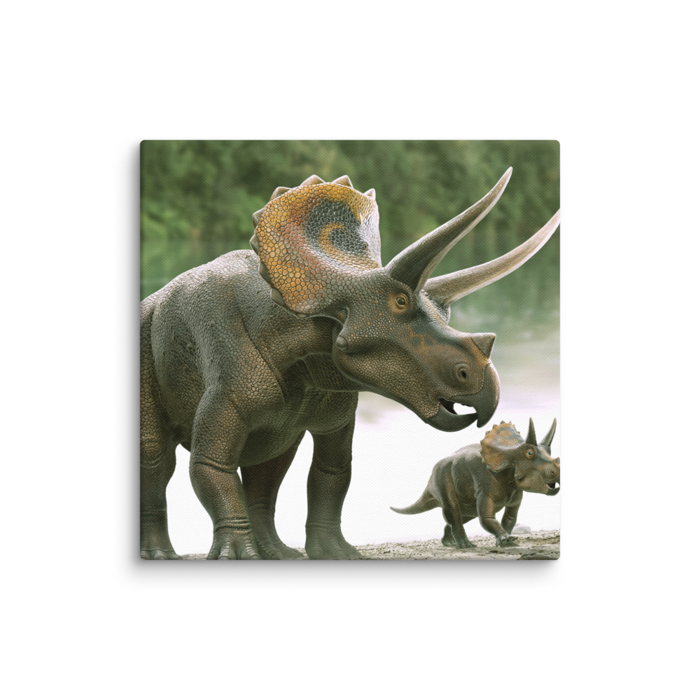 Triceratops With Its Calf — Canvas 12×12
