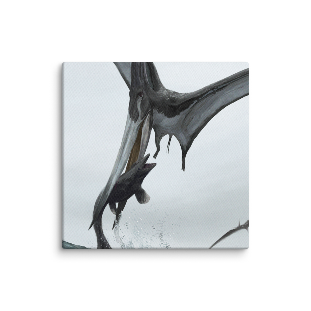 Pteranodon Catches Mosasaur — Canvas 12×12