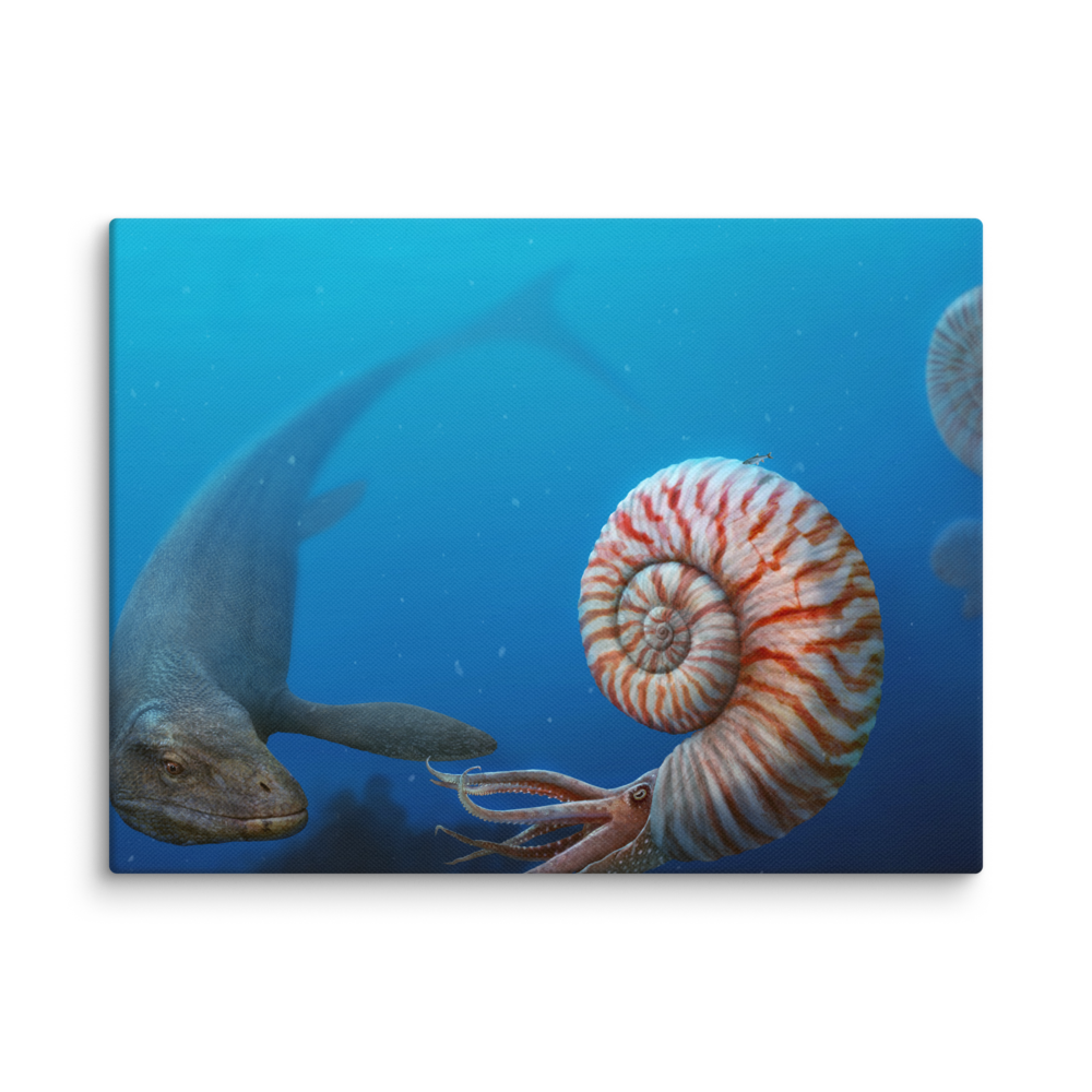 Parapuzosia vs Mosasaurus canvas