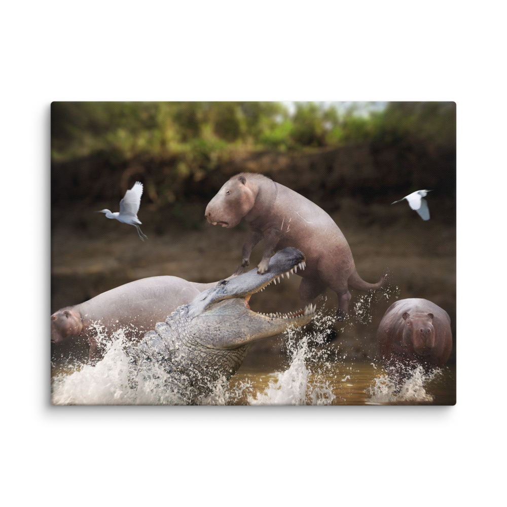 Purussaurus vs Phoberomys — Canvas 30×40