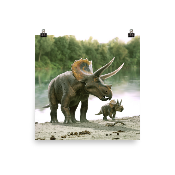 Triceratops With Its Calf — Poster 12×12