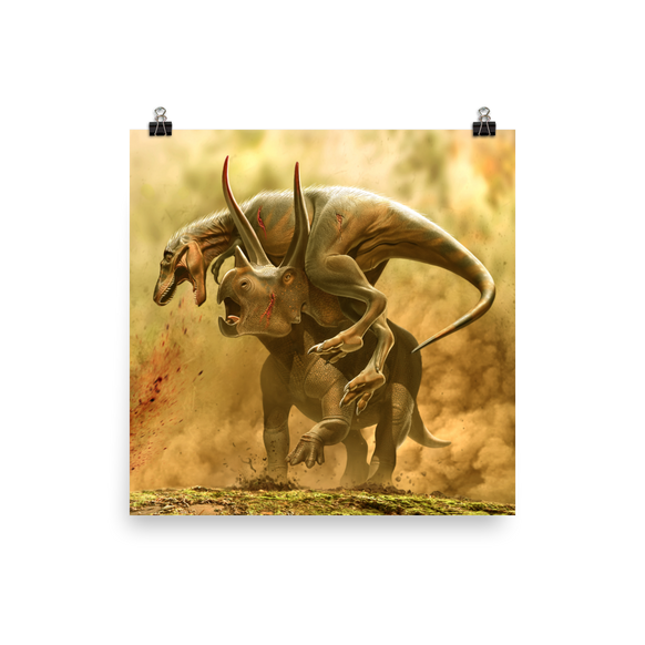 Triceratops vs Juvenile Tyrannosaurus poster