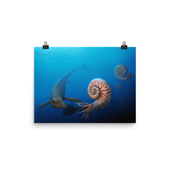 Parapuzosia vs Mosasaurus poster