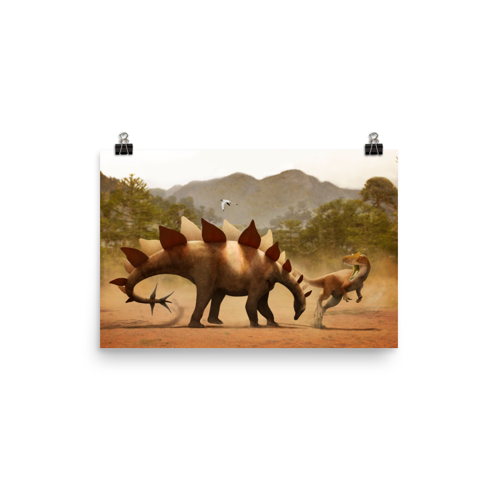 Stegosaurus vs Allosaurus — Poster 12×18