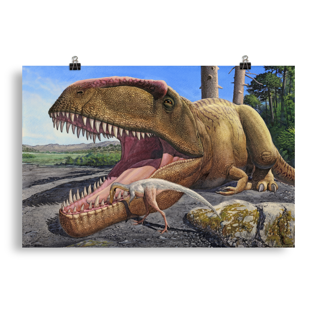 Giganotosaurus carolinii and Alnashetri cerropoliciensis Symbiosis — Poster 20×30
