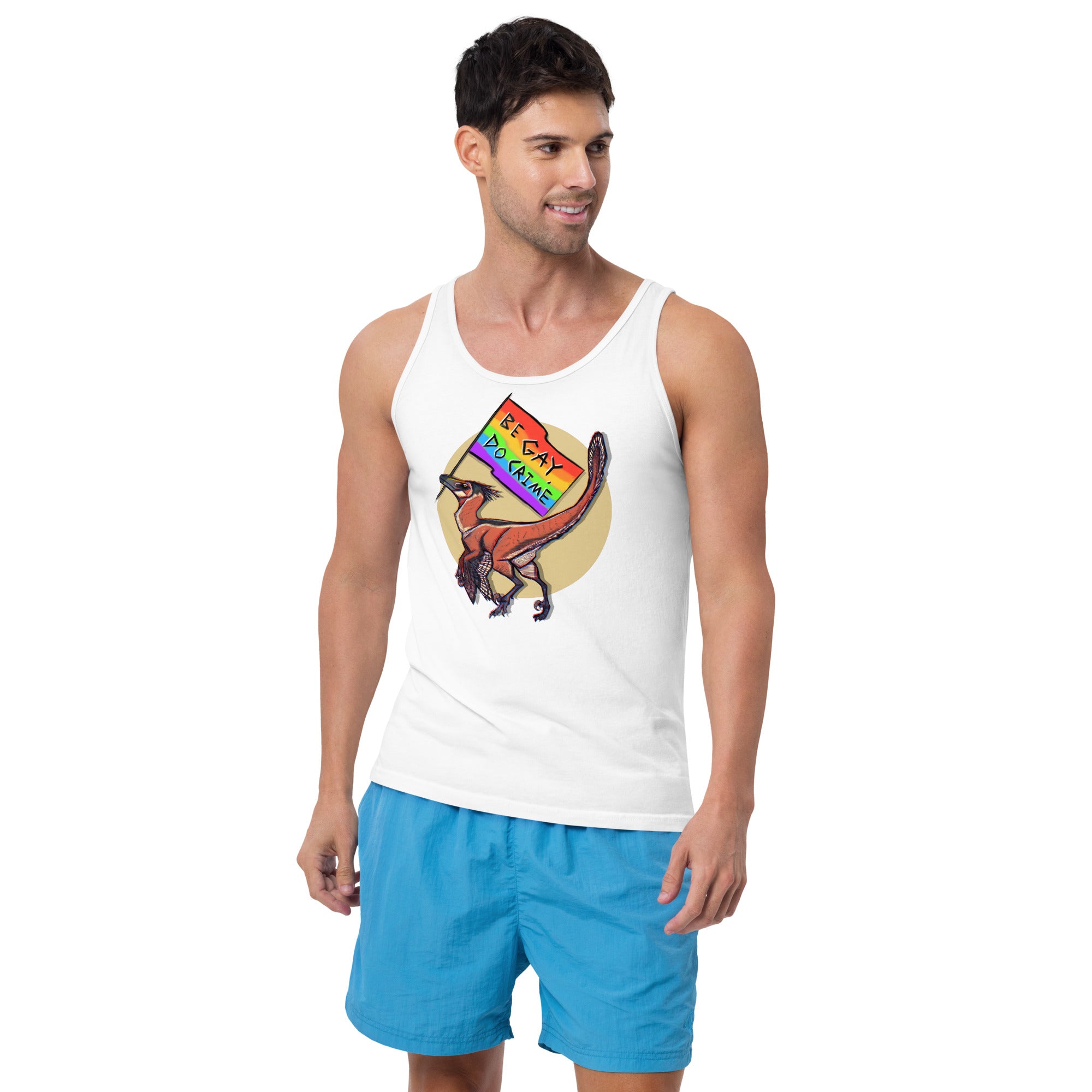 Be Gay Do Crime Velociraptor men's tank top