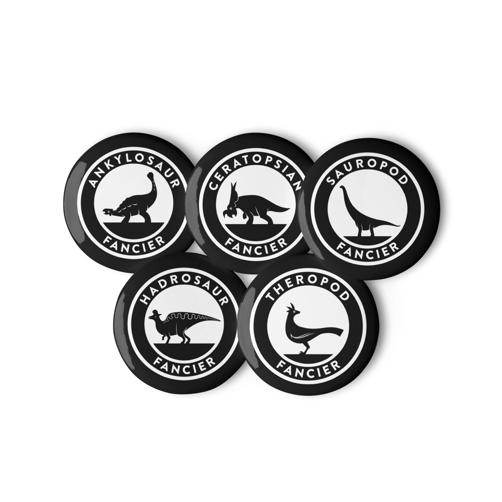 Dinosaur Fancier set of pin buttons