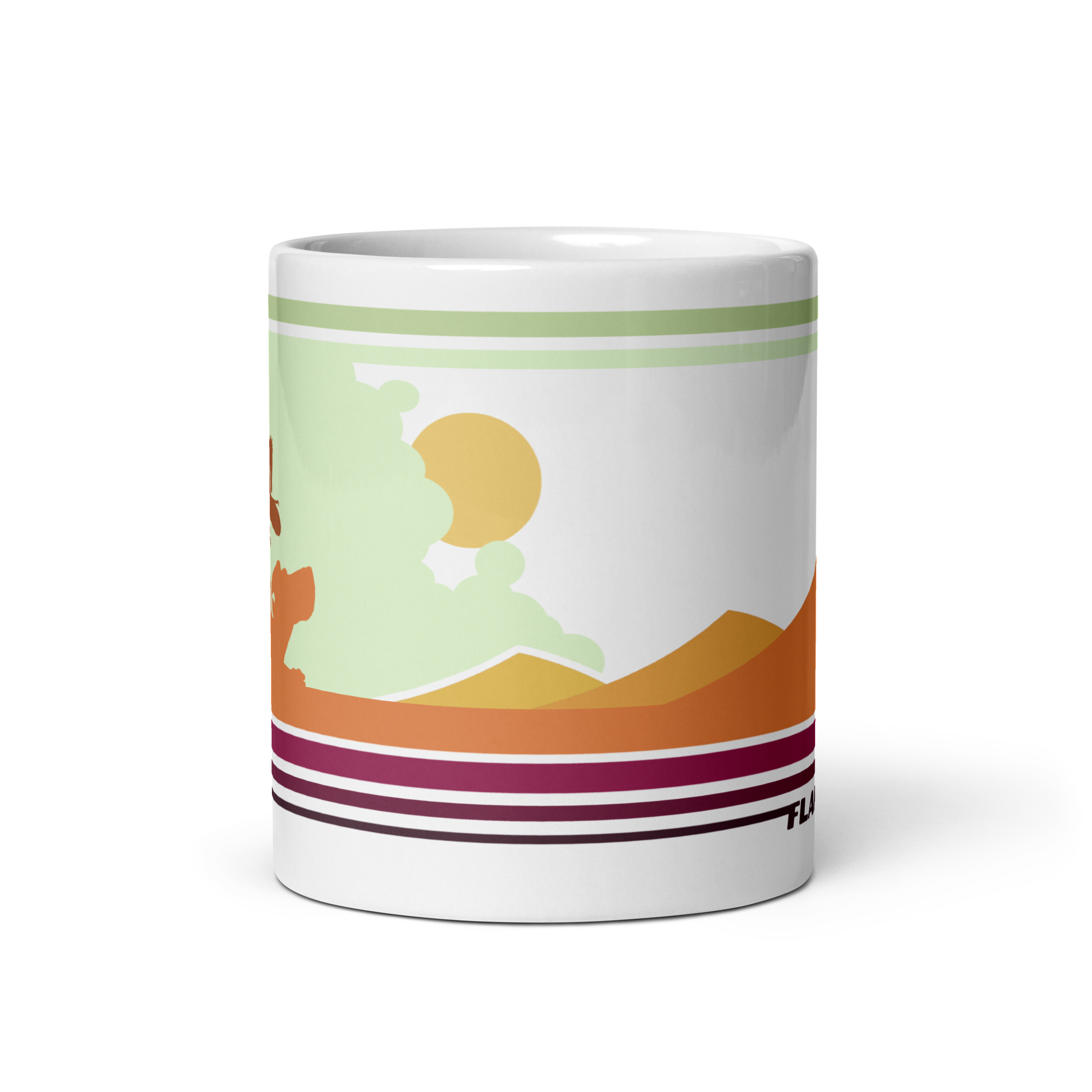 Flaming Cliffs retro mug