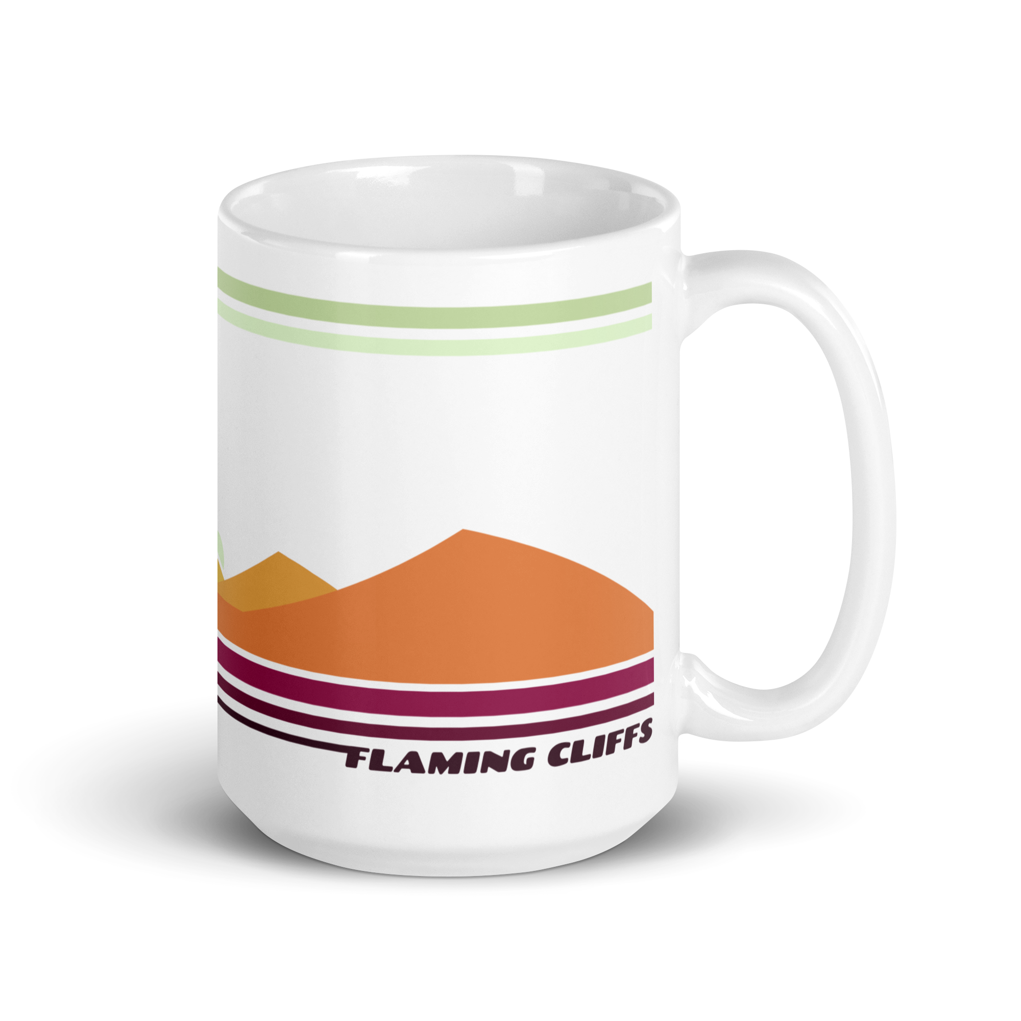 Flaming Cliffs retro mug