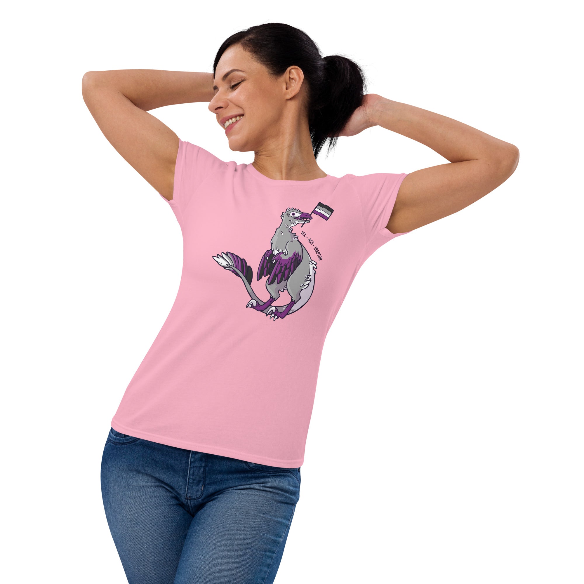 Velociraptor Dinosaur Asexual Pride Flag women's t-shirt