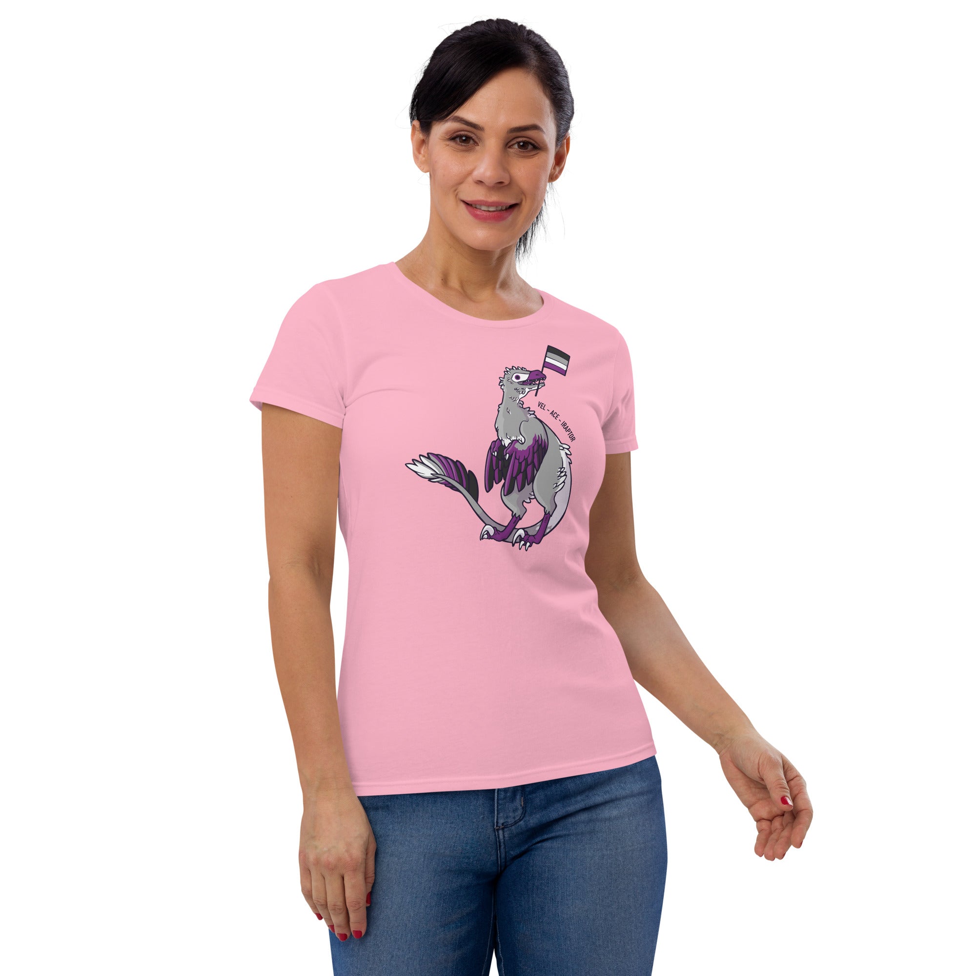 Velociraptor Dinosaur Asexual Pride Flag women's t-shirt