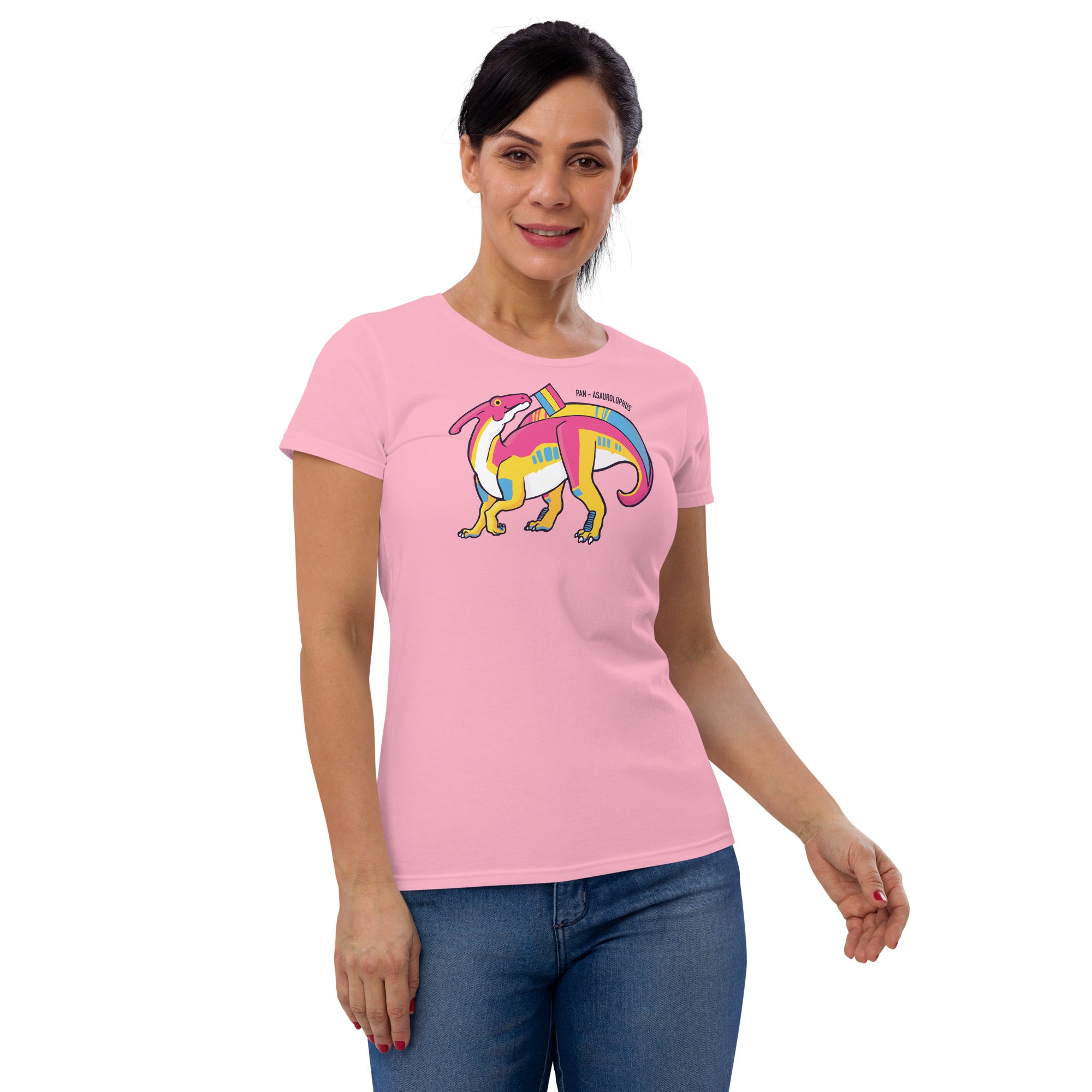 Parasaurolophus Dinosaur Pansexual Pride Flag women's t-shirt