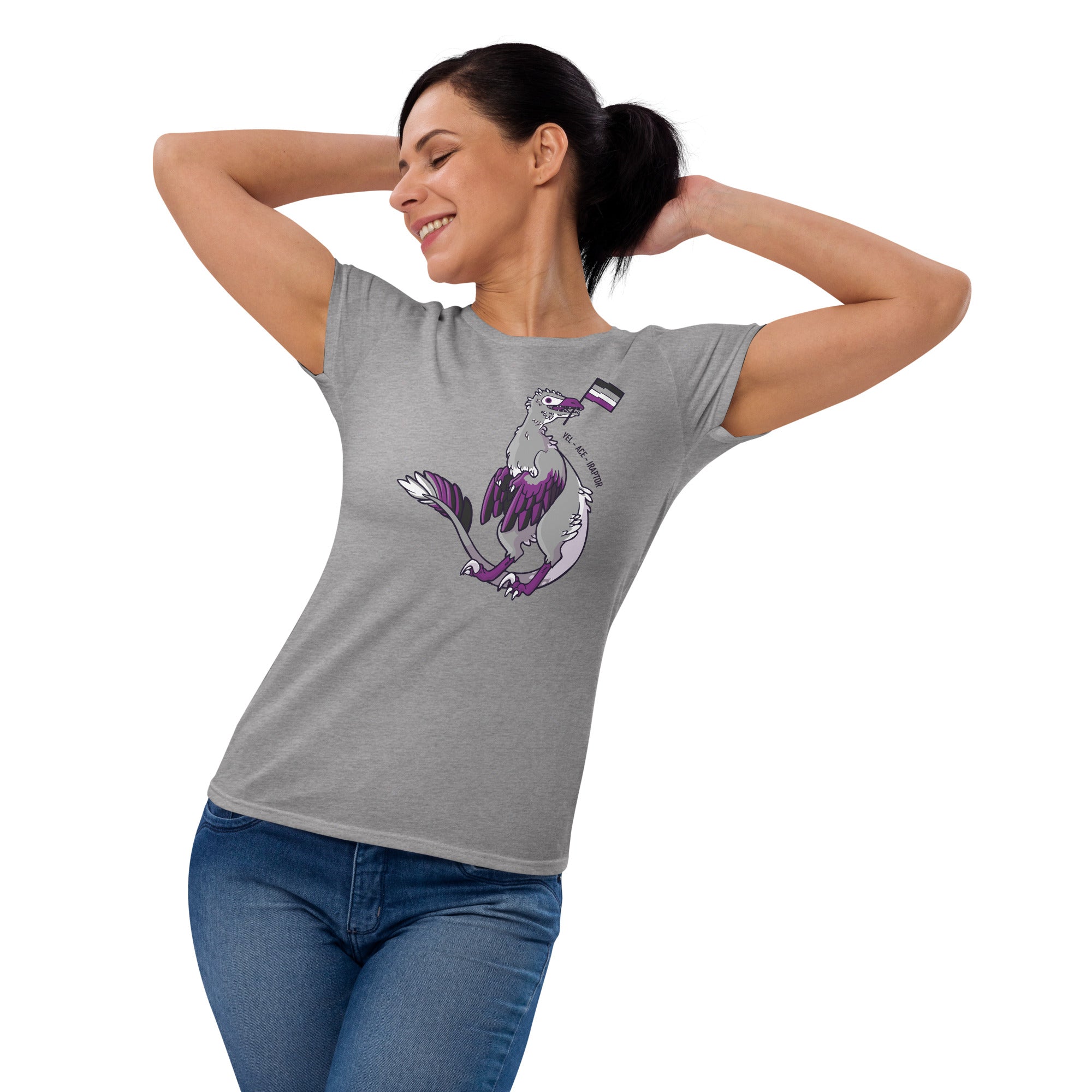 Velociraptor Dinosaur Asexual Pride Flag women's t-shirt