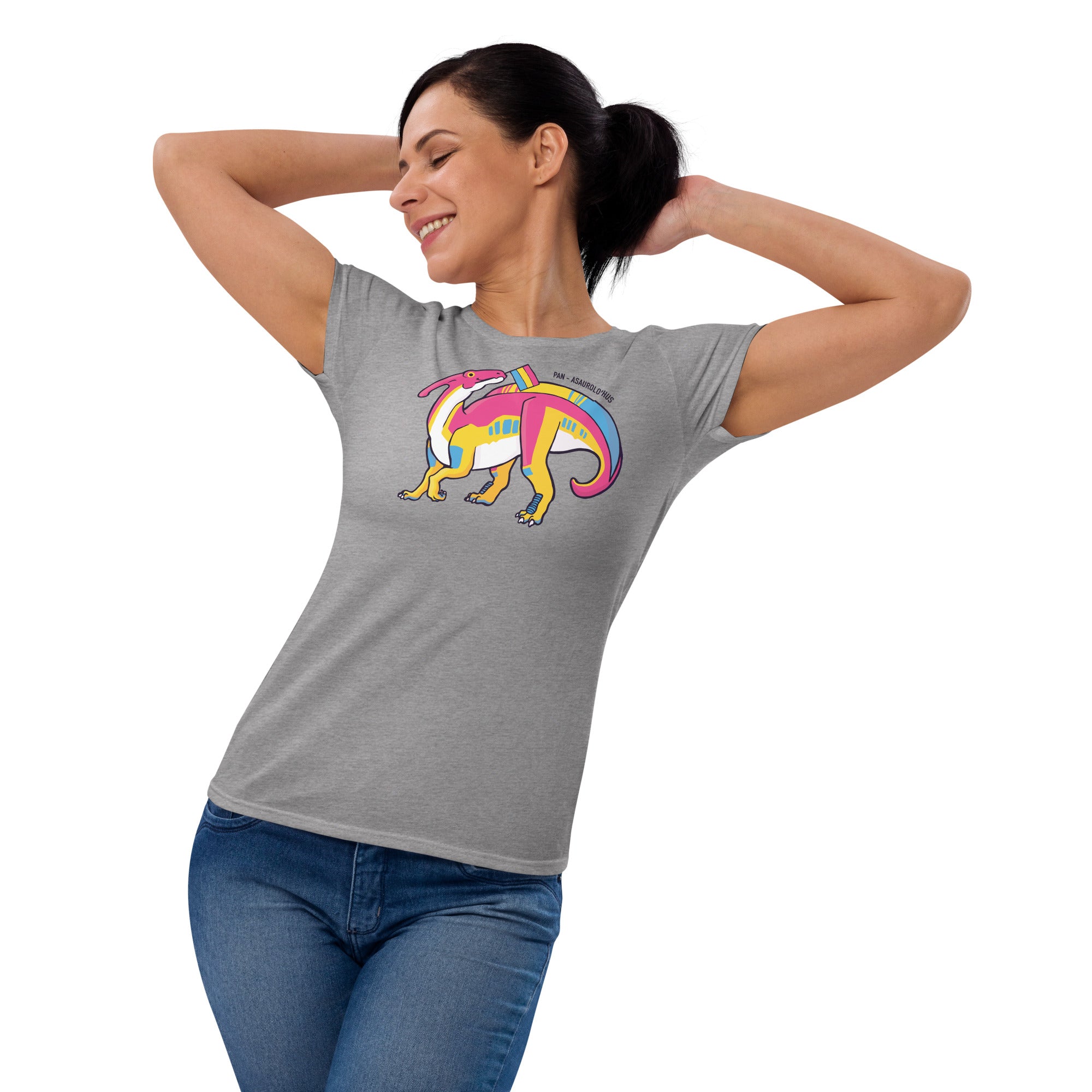 Parasaurolophus Dinosaur Pansexual Pride Flag women's t-shirt