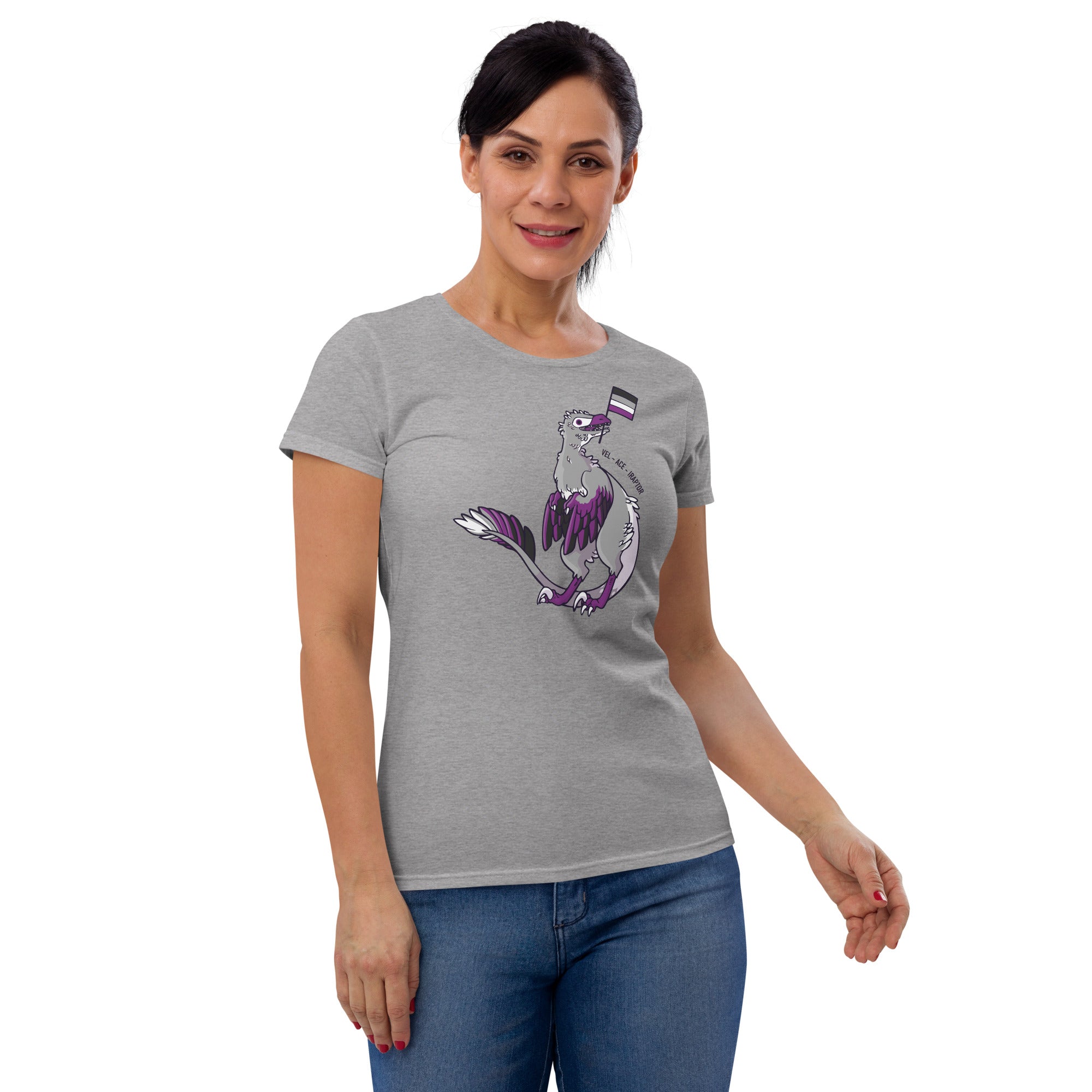 Velociraptor Dinosaur Asexual Pride Flag women's t-shirt