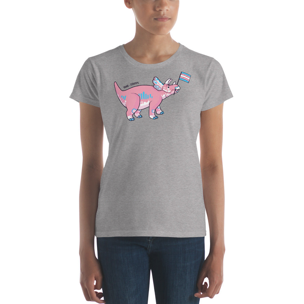 Triceratops Dinosaur Trans Pride Flag women's t-shirt