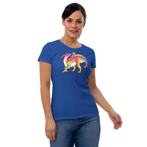 Parasaurolophus Dinosaur Pansexual Pride Flag women's t-shirt