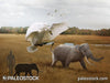 Cygnus falconeri and Palaeoloxodon stock image
