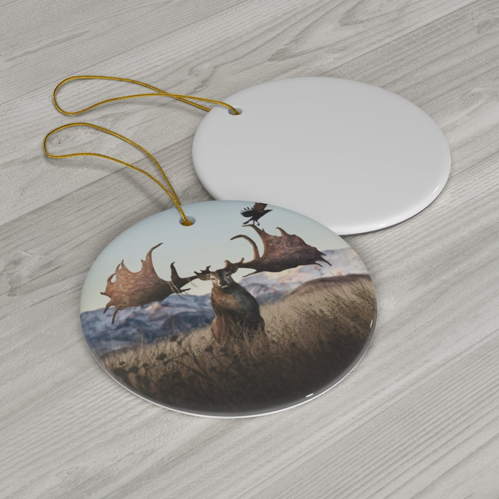 Megaloceros round ceramic ornament