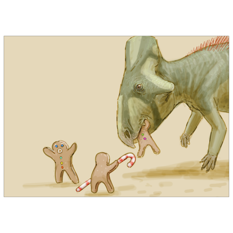 Cerasinops dinosaur holiday greeting card