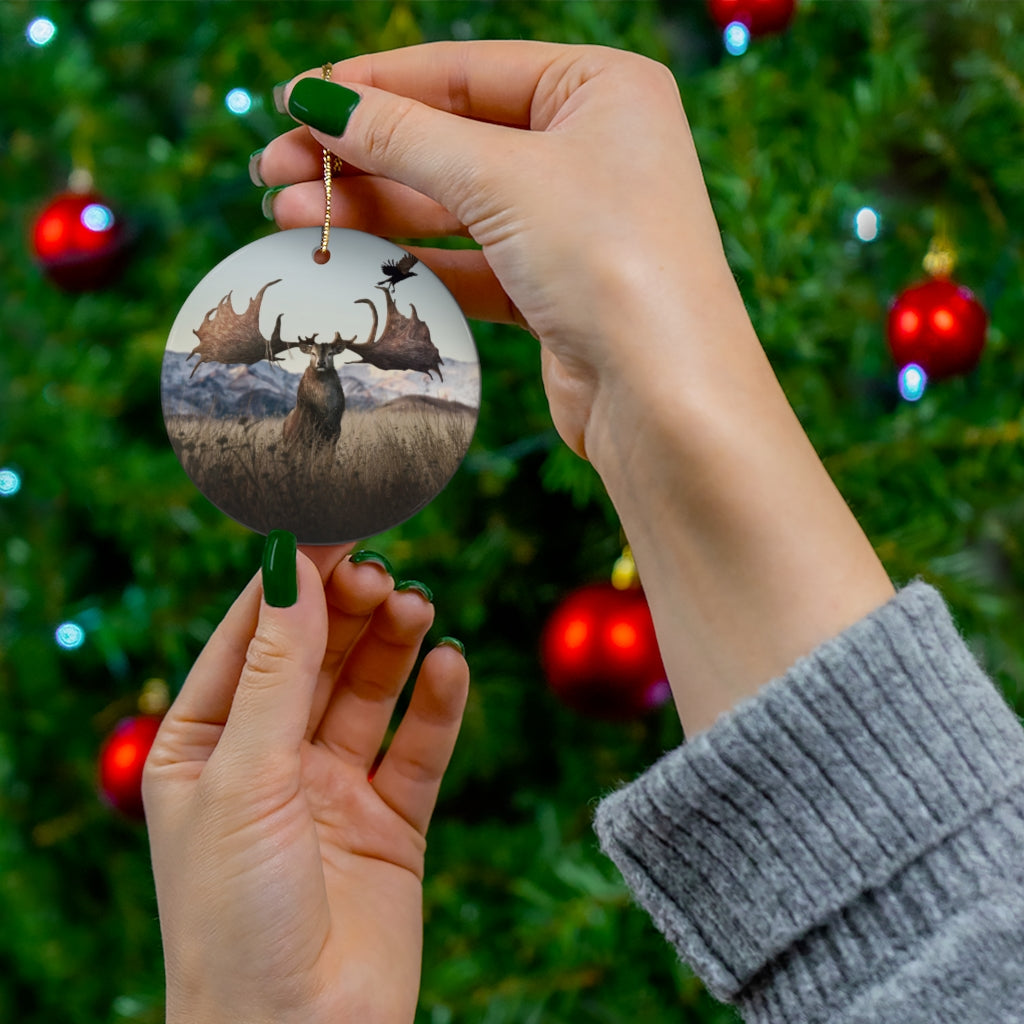 Megaloceros round ceramic ornament