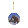 Woolly Mammoth round ceramic ornament