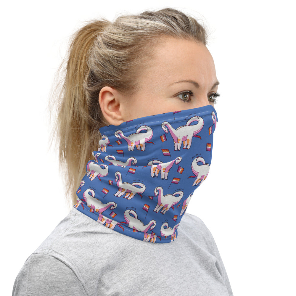 Diplodocus Dinosaur Lesbian Pride Flag neck gaiter