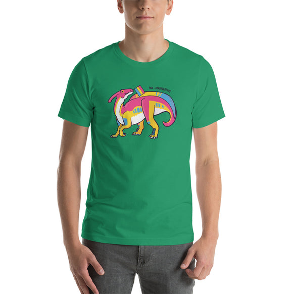 Parasaurolophus Dinosaur Pansexual Pride Flag t-shirt