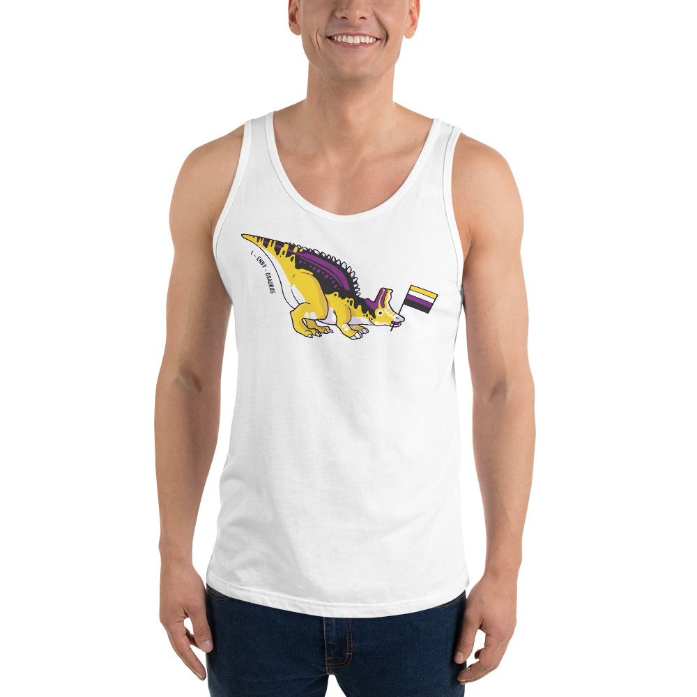 Lambeosaurus Dinosaur Non-binary Pride Flag tank top