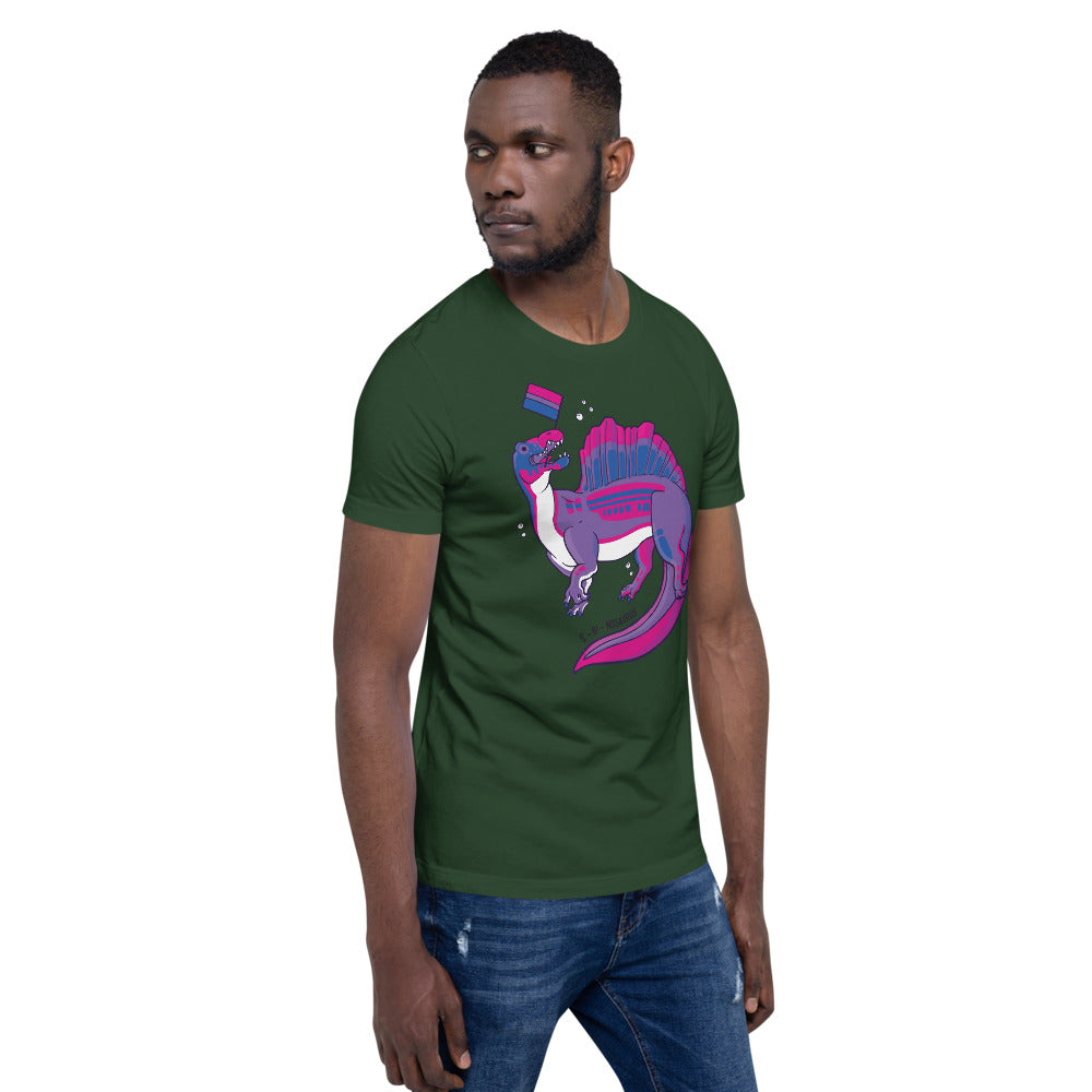 Spinosaurus Dinosaur Bisexual Pride Flag t-shirt