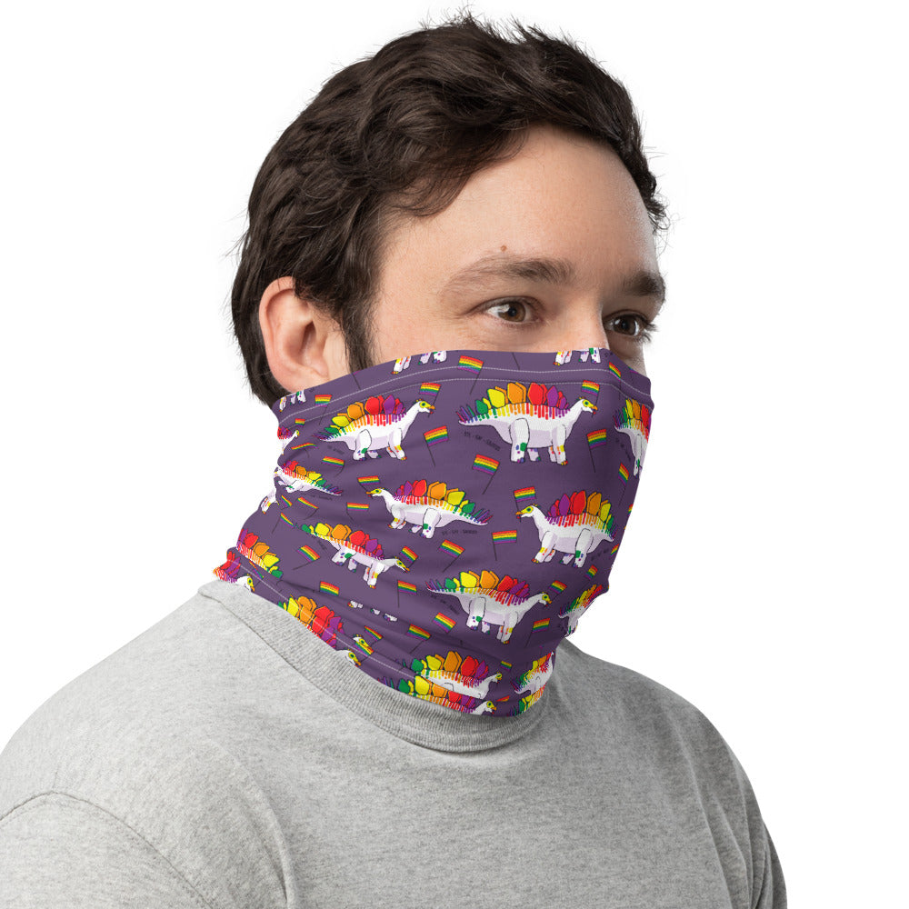 Stegosaurus Dinosaur Gay Pride Flag neck gaiter