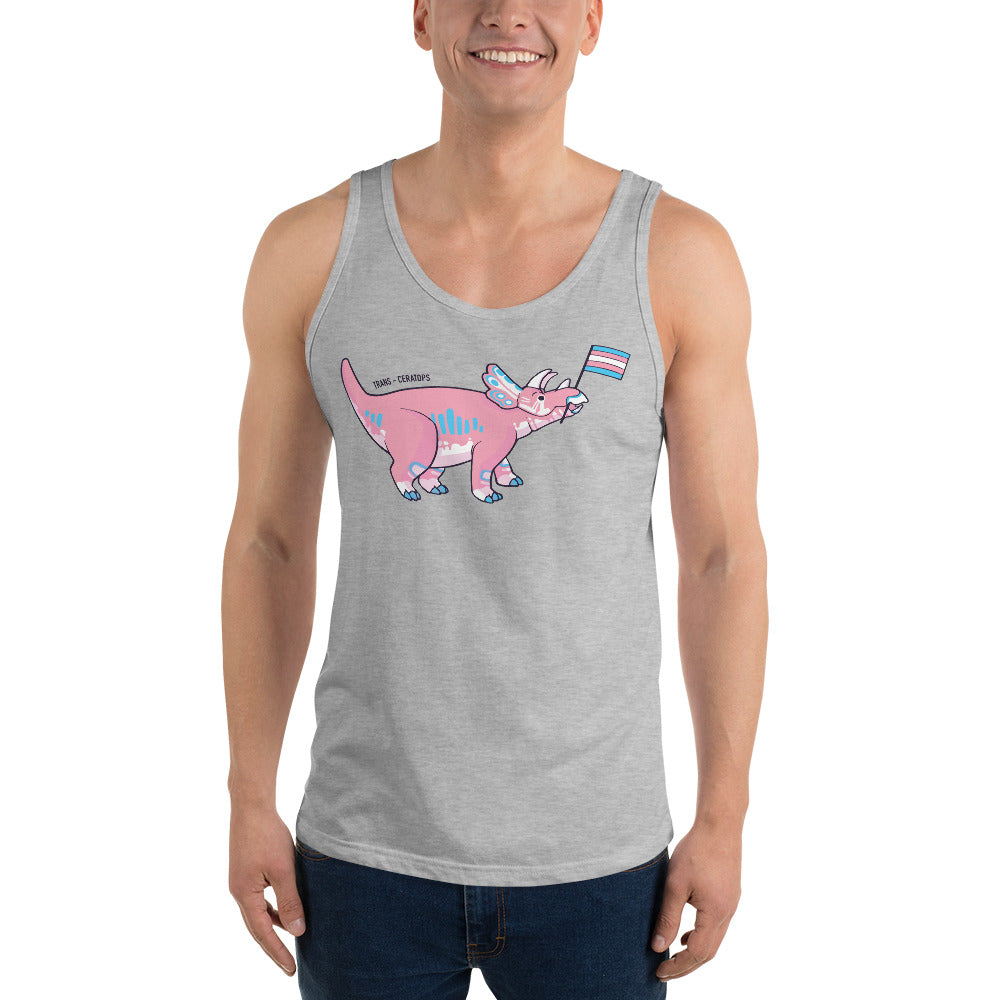 Triceratops Dinosaur Trans Pride Flag tank top