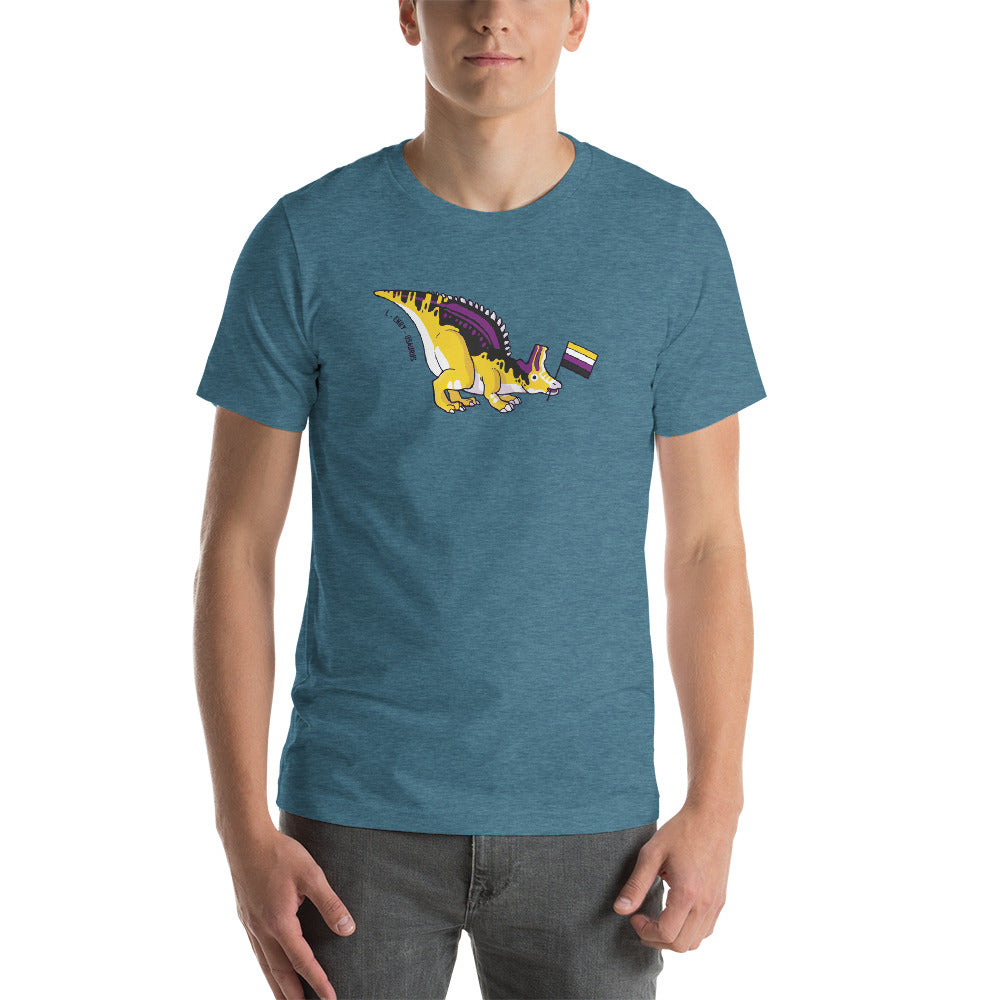 Lambeosaurus Dinosaur Non-binary Pride Flag t-shirt