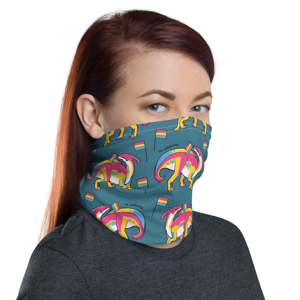 Parasaurolophus Dinosaur Pansexual Pride Flag neck gaiter