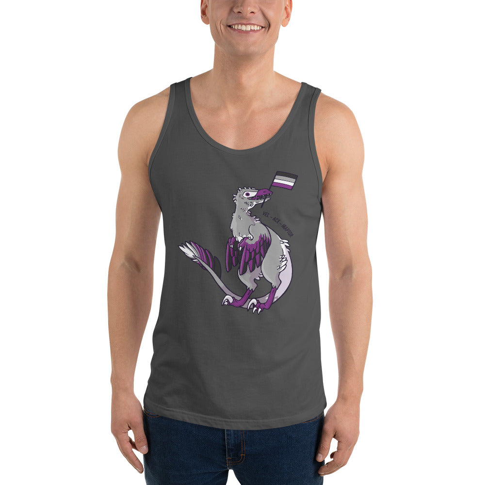 Velociraptor Dinosaur Asexual Pride Flag tank top