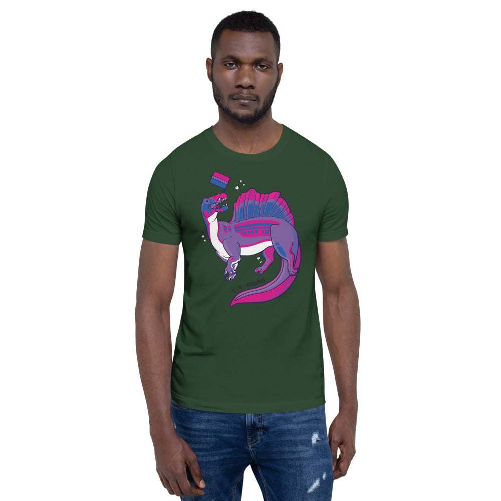 Spinosaurus Dinosaur Bisexual Pride Flag t-shirt