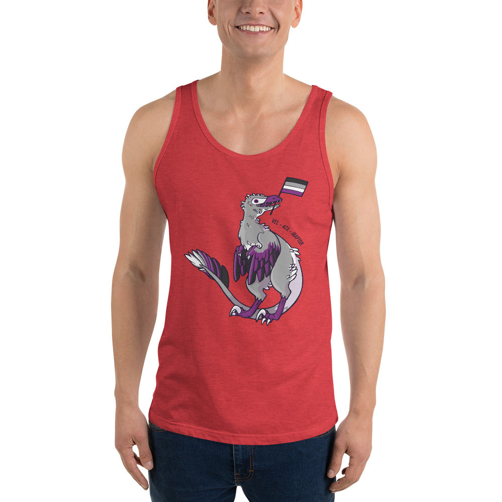 Velociraptor Dinosaur Asexual Pride Flag tank top