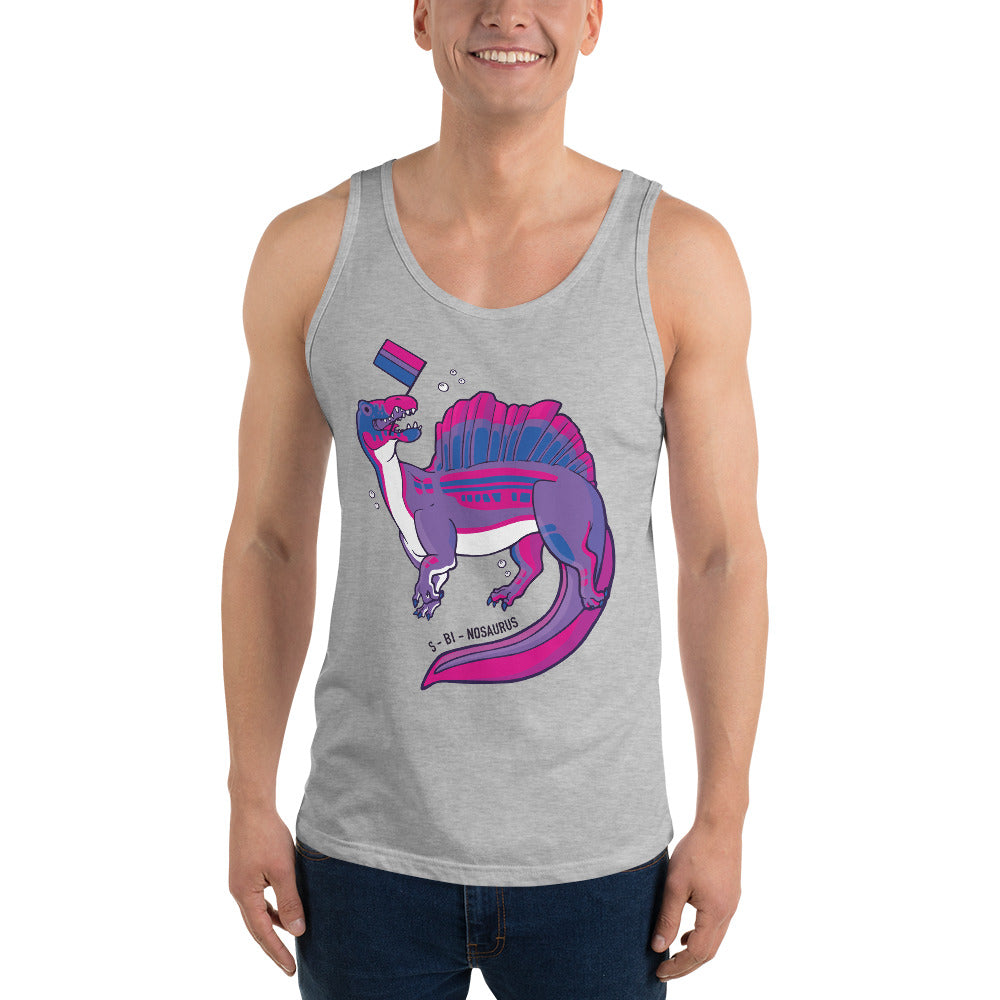 Spinosaurus Dinosaur Bisexual Pride Flag tank top