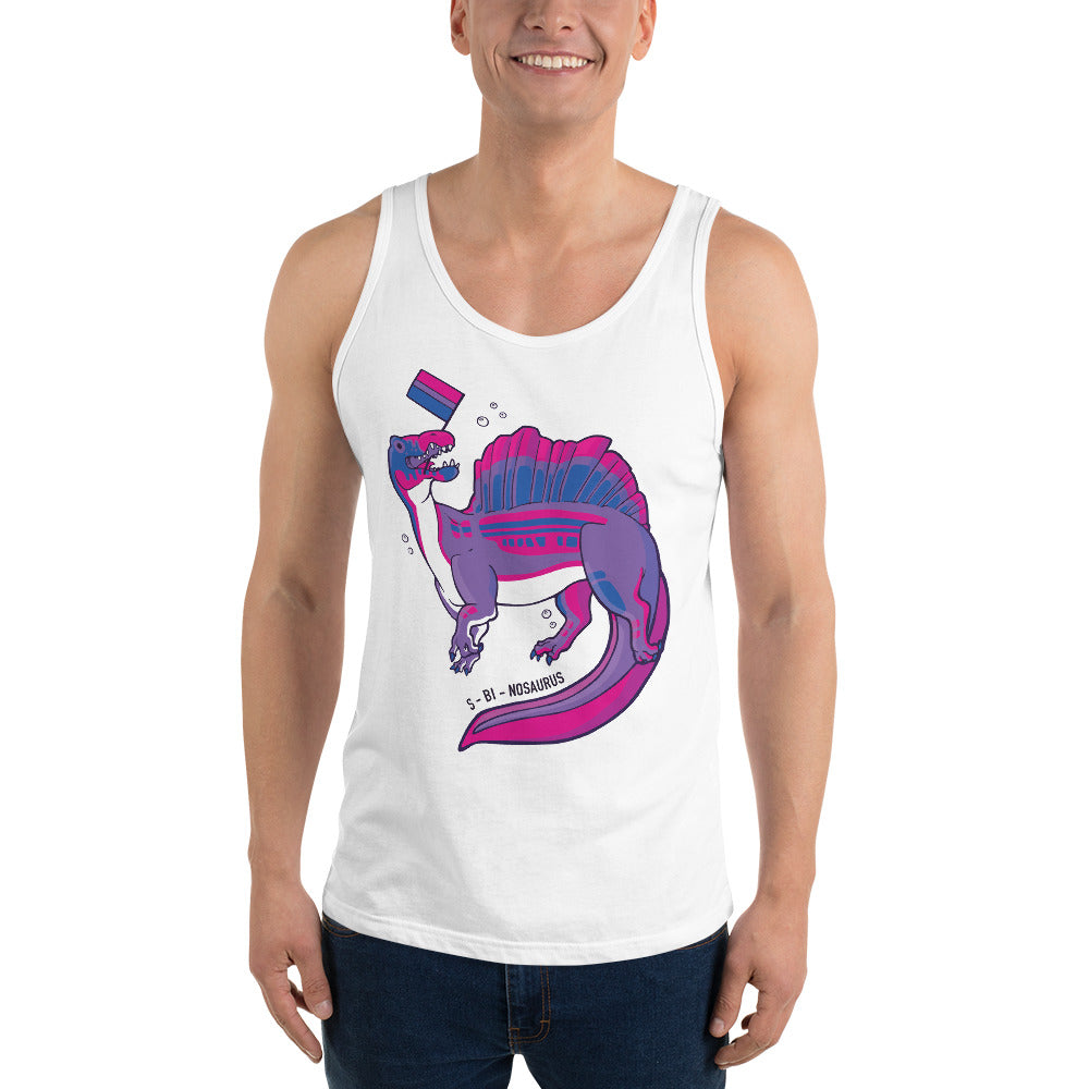 Spinosaurus Dinosaur Bisexual Pride Flag tank top