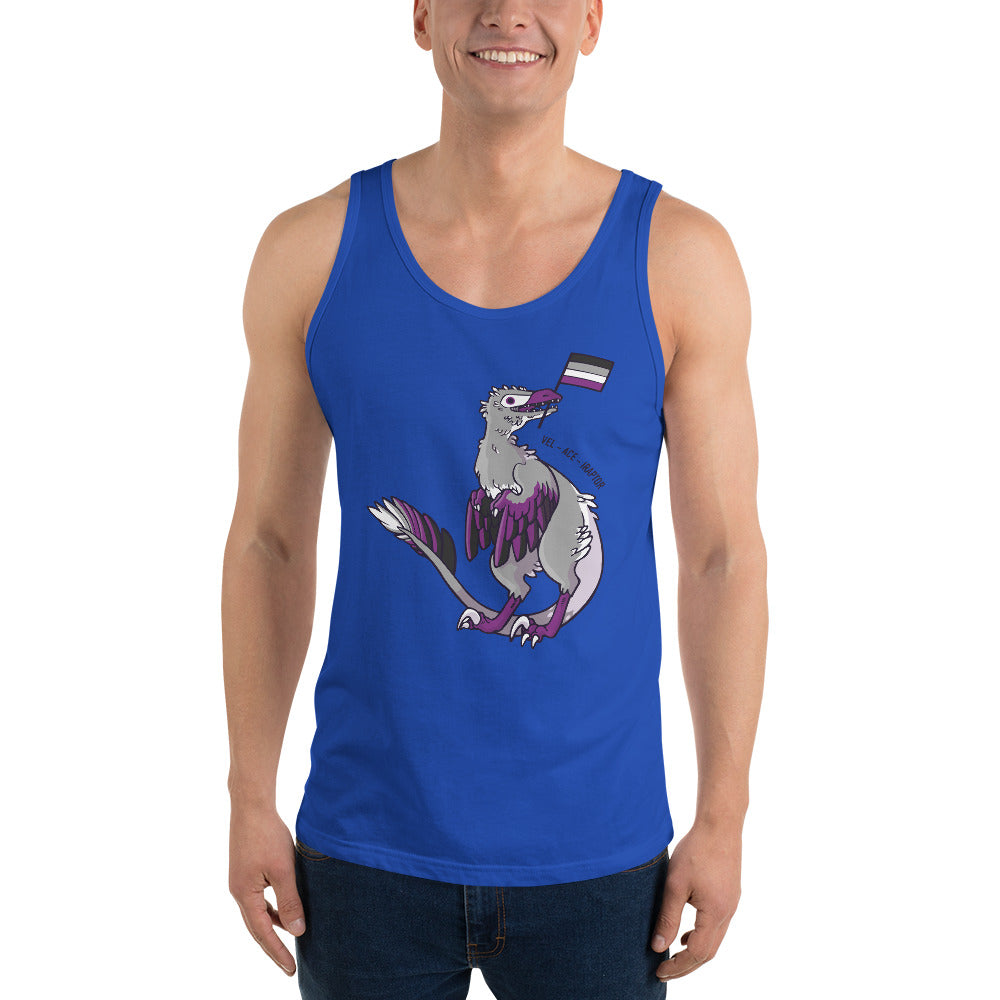 Velociraptor Dinosaur Asexual Pride Flag tank top