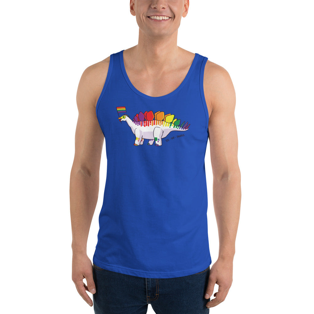 Stegosaurus Dinosaur Gay Pride Flag tank top